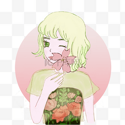 可爱手绘插画春图片_卡通手绘樱花少女