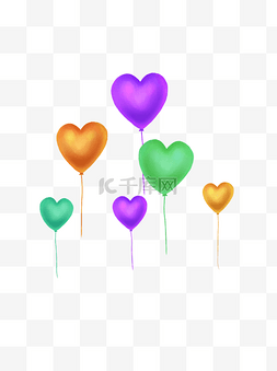 茶叶漂浮免扣图片_漂浮的气球漂浮的彩色爱心气球