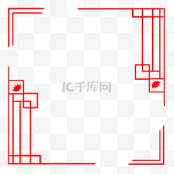 中国风花纹图框图片_手绘红色回字形边框插画