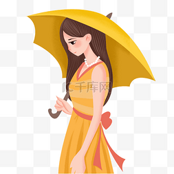 人打雨伞图片_卡通女孩打着伞免抠图