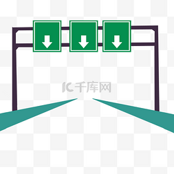 道路交通插画图片_高速公路路牌插画