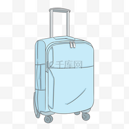 手绘蓝色行李箱插画