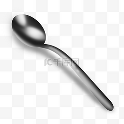 银金属质感图片_银灰色椭圆形长条勺子
