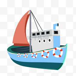 手绘旅游帆船插画