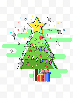 圣诞树扁平化图片_商用矢量扁平化MBE风格圣诞树