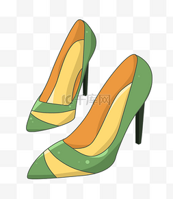 女性绿色高跟鞋插画