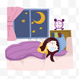 卡通女生图片_世界睡眠日卡通女生睡觉PNG素材