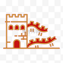 手绘中式传统城墙装饰