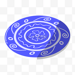 蓝色盘子图片_蓝色的盘子手绘插画
