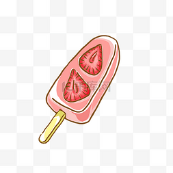 夏日清新草莓图片_草莓雪糕冰淇淋手绘小清新