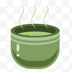 茶杯手绘绿色图片_手绘冒着热气的冬季饮品