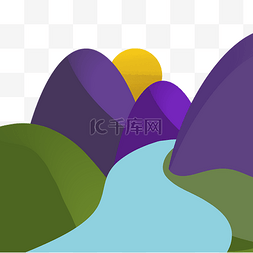彩色山水美景素材图