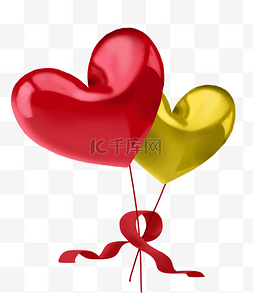 黄色心形图片_两个心形气球插画