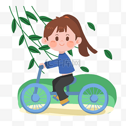 女孩骑车健身