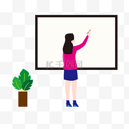 板书图片_在黑板上板书的老师矢量图片