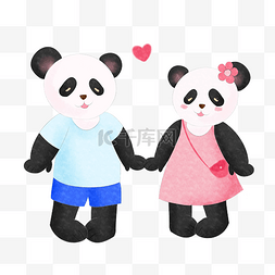动物情人节熊猫插画