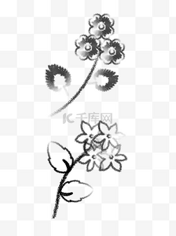 中国画画册内页图片_PS水墨植物花朵树枝设计元素
