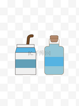 蓝色牛奶瓶图片_蓝色牛奶瓶厨房罐头罐子图标