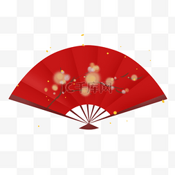 农历新年红色梅花折扇子装饰