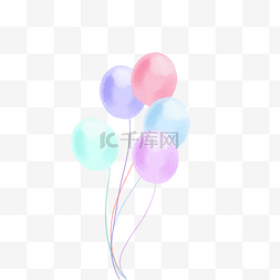 儿童节日装饰图片_彩色小清新水彩气球
