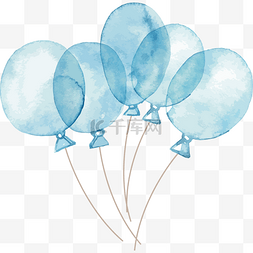 矢量手绘气球图片_手绘风水彩蓝色气球