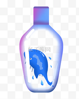 海豚的漂流瓶插画