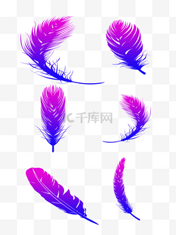 羽毛蓝紫色渐变装饰素材可商用简