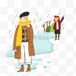 雪地图片_冬天冬季雪地里送别的爱人