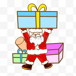 圣诞节圣诞老人开心举礼物盒子