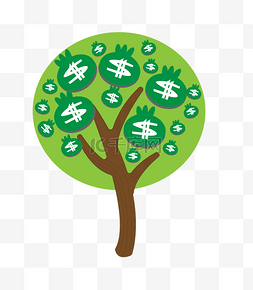 绿色钱图片_可爱的金钱树插画