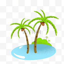 海南岛图片_海水里的两颗椰子树