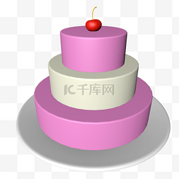 C4D樱桃蛋糕模型PNG