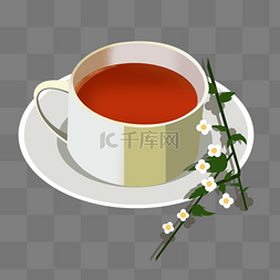 花朵茶图片_一杯植物花茶插画