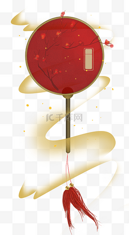 文字中国风装饰图片_标题:农历新年古风团扇文字框