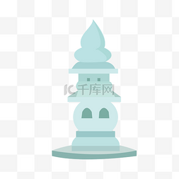 蓝色的尖尖塔手绘设计