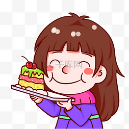 蛋糕女孩图片_吃货甜食蛋糕开心