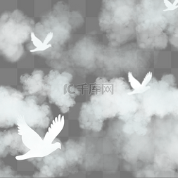 卡通和平鸽图片_白色云雾鸽子和平鸽