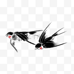 天安门水墨画图片_两只飞翔的燕子仙鹤