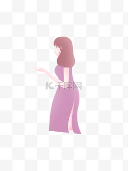 双手摊开图片_摊开双手穿紫色旗袍的女子