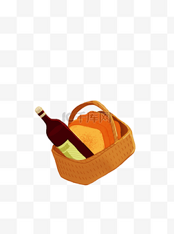 篮子里的面包图片_手绘篮子里的食物插画设计