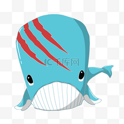 蓝色可爱的大鲸鱼插画
