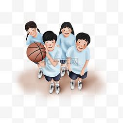 打篮球人物插画图片_暑假生活打篮球的学生