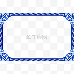 新年装饰海报边框图片_中国风青花瓷长方形文字框标题框