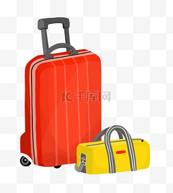 红色手绘行李箱图片_红色的行李箱手绘插画