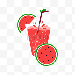 卡通水果草莓橙子图片_矢量手绘卡通西瓜果汁