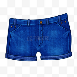 短裤短裤图片_卡通蓝色短裤免抠图