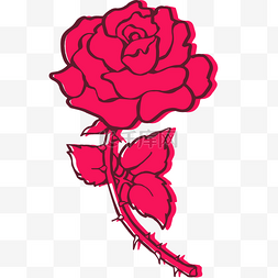 玫红色卡通风格玫瑰