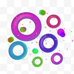 几何免抠下载图片_漂浮彩色立体圆圈元素