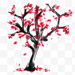 红色梅花免扣素材图片_一颗红色的梅花树免扣图