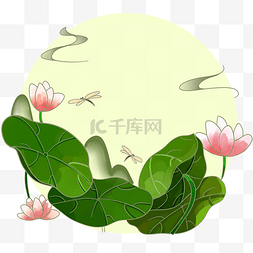 山水夏天图片_水墨山水荷花